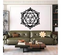 Décoration Murale en métal Minimaliste Moderne Sri Yantra Géométrie sacrée Mandala Zen Méditation Signe Géométrique Tion Suspensions Salon Chambre Bureau (Noir 18"x 21"| 48x54cm)