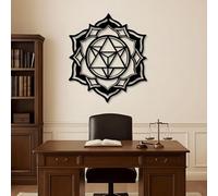 Décoration Murale en métal Minimaliste Moderne Sri Yantra Géométrie sacrée Mandala Zen Méditation Signe Géométrique Tion Suspensions Salon Chambre Bureau (Noir 35"x 40"| 90x102cm)