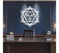 Décoration Murale en métal Minimaliste Moderne Sri Yantra Géométrie sacrée Mandala Zen Méditation Signe Géométrique Tion Suspensions Salon Chambre Bureau (Blanc 31"x 35"| 80x91cm)