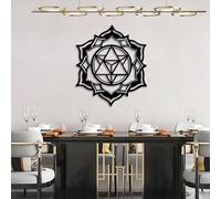 Décoration Murale en métal Minimaliste Moderne Sri Yantra Géométrie sacrée Mandala Zen Méditation Signe Géométrique Tion Suspensions Salon Chambre Bureau (Noir 29"x 33"| 76x86cm)