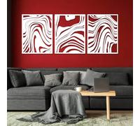 Décoration Murale en métal Minimaliste Moderne, Style Abstrait, Lignes, Art, géométrie, Inspiration Milieu du siècle, pour Salon ou Salle de Bain (Blanc, 47 x 37 cm)