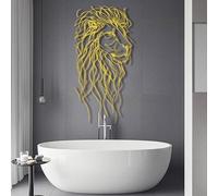 Décoration Murale en métal Minimaliste Moderne, tête de Lion, Ligne dorée, Blanche et Noire, pour la Maison, Le Salon, la Chambre à Coucher, la Salle de Bain (doré, 60 x 121 cm)