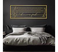 Décoration Murale en métal Minimaliste Moderne, Verset biblique « l'amour ne faillit jamais » et « Gentil » - Mots pour Salon, Chambre à Coucher (doré, 100 x 36 cm)