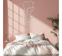 Décoration Murale en métal Minimaliste Moderne, Visage de Femme, Ligne féminine, Salon, Chambre bohème, Suspension Simple (Blanc, 70 x 105 cm)