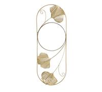 Décoration Murale en Métal, Miroir Mural Décoratif Ginkgo, Style Moderne, Feuille Dorée pour Chambre à Coucher, 45,6 x 16,7 x 1,5 cm