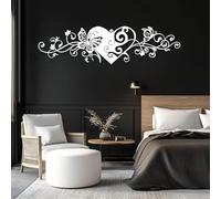 Décoration murale en métal - Motif cœur papillon - Décoration florale pour salon, chambre, salle de bain, cuisine