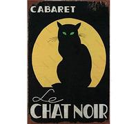 Décoration Murale En Métal Mystic Style Moon & Cat Black Art Convient Plaque Deco Metal Rétro Plaque Métal Signe Pour Bar Café Parc,20X30Cm