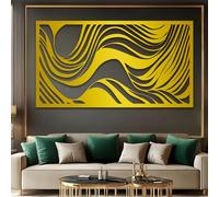 Décoration Murale en métal Noir Abstrait géométrique Minimaliste Sculpture Moderne pour Salon Chambre Couloir et escaliers (Or 69 po x