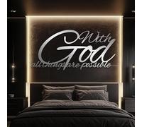 Décoration Murale en métal Noir avec Verset biblique « Dieu et la Foi », Citation de l'Évangile Selon Matthieu, œuvre d'art Religieuse pour la Salle à Manger, Le Salon, la Chambre, Le couloi