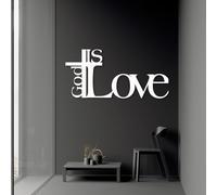 Décoration Murale en métal Noir « Dieu est Amour », Art Religieux chrétien en métal, Sculpture Moderne « Dieu est Amour » pour Salon, Chambre, Couloir et escalier (Blanc)