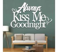 Décoration Murale en métal Noir « Embrasse-Moi Toujours Avant de Dormir » Panneau Romantique « Bisou d'amour » Sculpture Moderne pour Salon Chambre Couloir et escaliers (Blanc 79 cm)