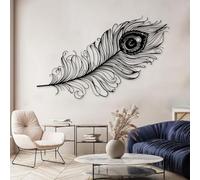 Décoration Murale en métal Noir en Forme de Plume, élégante Sculpture Murale en métal pour entrée, Sculpture Moderne en Forme de Plume pour Salon, Chambre, Couloir et escalier, décoration