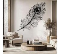 Décoration Murale en métal Noir en Forme de Plume, élégante Sculpture Murale en métal pour entrée, Sculpture Moderne en Forme de Plume pour Salon, Chambre, Couloir et escalier, décoration