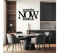 Décoration Murale en métal Noir « Hier, Maintenant, Demain », Citations inspirantes et positives, Sculpture Moderne avec Typographie motivante pour Salon et Chambre.