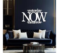 Décoration Murale en métal Noir « Hier, Maintenant, Demain », Citations inspirantes et positives, Sculpture Moderne avec Typographie motivante pour Salon et Chambre.