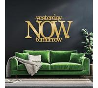 Décoration Murale en métal Noir « Hier, Maintenant, Demain », Citations inspirantes et positives, Sculpture Moderne avec Typographie motivante pour Salon et Chambre.