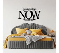 Décoration Murale en métal Noir « Hier, Maintenant, Demain », Citations inspirantes et positives, Sculpture Moderne avec Typographie motivante pour Salon et Chambre.