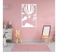 Décoration Murale en métal Noir montgolfière Sculpture Moderne pour Chambre d'enfant Salon Chambre Couloir et escaliers (Blanc 3)