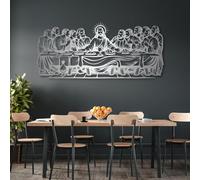 Décoration Murale en métal Noir représentant la Cène, Art Religieux chrétien en métal, décoration d'église pour Salle à Manger, Salon, Chambre, Couloir et escaliers, décoration intérieure na