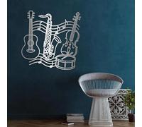 Décoration Murale en métal Noir représentant Un Instrument de Musique, Une mélodie en métal, idéale pour décorer Votre Salon, Votre Chambre, Votre Couloir ou Votre escalier. (Noir 119 cm x