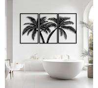 Décoration Murale en métal Noir représentant Un Palmier, Style Tropical, pour Bureau ou Salon. Sculpture Moderne représentant Un Palmier, idéale pour la décoration intérieure Nature du sal