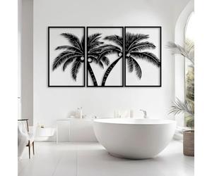 Décoration Murale en métal Noir représentant Un Palmier, Style Tropical, pour Bureau ou Salon. Sculpture Moderne représentant Un Palmier, idéale pour la décoration intérieure Nature du sal