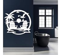 Décoration Murale en métal Noir représentant Un Palmier Tropical, Coucher de Soleil sur la Plage, Sculpture Moderne représentant Un Palmier, idéale pour Le Salon, la Chambre, Le Couloir et l