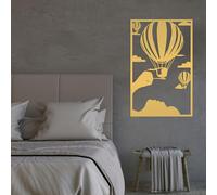 Décoration Murale en métal Noir représentant Une montgolfière, idéale pour la Chambre d'enfant. Sculpture Moderne en Forme de Ballon, Parfaite pour Le Salon, la Chambre, Le Couloir ou l