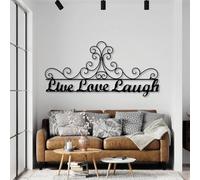 Décoration Murale en métal Noir « Vivre, Aimer, Rire », Style bohème inspirant, Sculpture Moderne pour Salon, Chambre, Couloir et escalier.