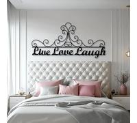 Décoration Murale en métal Noir « Vivre, Aimer, Rire », Style bohème inspirant, Sculpture Moderne pour Salon, Chambre, Couloir et escalier.