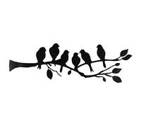 Décoration murale en métal - Oiseau sur branche - Silhouette - Art mural - Oiseau - Métal noir - Plaque murale en métal - Décoration pour la maison, la chambre, le salon, la cuisine, le jardin