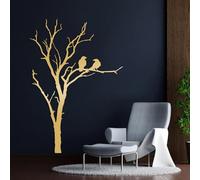 Décoration Murale en métal : Oiseaux Noirs sur Une Branche d'arbre Arbre de Vie Style Rustique Sculpture Moderne pour Salon Chambre Couloir et escaliers (Gol