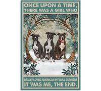 Décoration murale en métal « Once Upon A Time There was A Girl Who Really Loved American Pit Bull Terriers » - Décoration murale amusante pour chambre et bureau - 20,3 x 30,5 cm