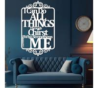 Décoration Murale en métal Philippiens 4:13, versets bibliques, Écriture chrétienne, décoration Religieuse, Cadeau chrétien (Blanc 22" x 35" | 55 x 90 cm)