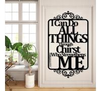 Décoration Murale en métal Philippiens 4:13, versets bibliques, Écriture chrétienne, décoration Religieuse, Cadeau chrétien (Noir 32" x 53" | 82 x 135 cm)