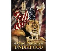 Décoration murale en métal pour mur lion colombe agneau drapeau américain Th of July Independence Day One Nation Under God Cross Plaque en métal chic art mural humoristique en fer plaque cadeau pour