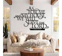 Décoration Murale en métal « Quant à Moi et à ma Maison, Nous servirons l’Éternel » (Josué 24:15) - Décoration Murale chrétienne pour la Maison - Grand Format (Noir 121 x