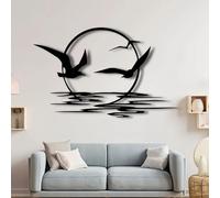 Décoration murale en métal représentant des oiseaux au lever du soleil, cadeau de pendaison de crémaillère avec des mouettes, sculpture d'art mural moderne pour la maison, décoration d'œuvre