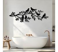 Décoration Murale en métal représentant des Oiseaux sur Une Branche avec Feuille, Art Nature pour la Maison, Cadeau de Pendaison de crémaillère (76 x 29 cm)