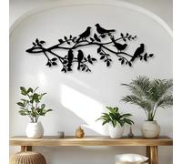 Décoration Murale en métal représentant des Oiseaux sur Une Branche avec Feuille, Art Nature pour la Maison, Cadeau de Pendaison de crémaillère (39" x 15" | 100 x 38 cm)