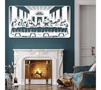 Décoration Murale en métal représentant la Cène, d'après Une œuvre de Léonard de Vinci. Décoration Religieuse pour Salle à Manger, Salon, Chambre (Blanc, 150 cm L x 79 cm