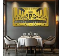 Décoration Murale en métal représentant la Cène, d'après Une œuvre de Léonard de Vinci. Décoration Religieuse pour Salle à Manger, Salon, Chambre (Or, 150 cm L x 79 cm H)