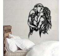 Décoration Murale en métal représentant la Silhouette d'un Couple Romantique avec Un Motif Floral Complexe, pour Le Salon, la Chambre, Usage intérieur/extérieur, pour la Saint-Vale