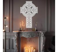 Décoration Murale en métal représentant la Trinité, Croix Gothique, Jésus, Art chrétien, Sculpture d'art Moderne, décoration d'intérieur pour Salon, Chambre, Couloir et escaliers (Blanc, 76 x 49