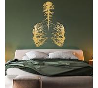 Décoration Murale en métal représentant Un Arbre Abstrait avec des Visages Abstraits, idéal pour Une Chambre ou Un Salon (Or 65 x 90 cm)