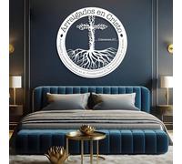 Décoration Murale en métal représentant Un Arbre avec Verset biblique, Arbre de Vie, Décoration avec Verset biblique, Panneau « Je Peux Tout Faire grâce à celui Qui me fo