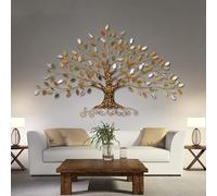 Décoration Murale en Métal Représentant Un Arbre Porte-Bonheur, Sculpture Décorative De Luxe Légère pour La Maison, Feuilles 3D Décoratives, Décoration Murale Créative pour Le Salon