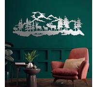 Décoration Murale en métal représentant Un cerf de Montagne de la Forêt-Noire, Une Famille d'arbres de Montagne, Une Sculpture Moderne représentant Un cerf pour Le Salon, la Chambre, Le coul