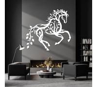 Décoration Murale en métal représentant Un Cheval Blanc dans Un Arbre idéale pour Un Jardin champêtre ou Une Maison de Campagne Cadeau Parfait pour Les Amoureux des Chevaux et du Travail Sculpture mo