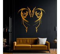 Décoration Murale en métal représentant Un Dragon, Motif Dragon, Cadeau de Pendaison de crémaillère (doré, 100 x 100 cm)